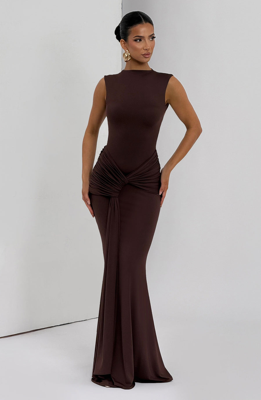 Faye Maxi Dress – Plum Brown