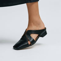 Lori Cutout Square Toe Mule in Charcoal