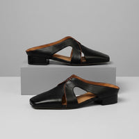 Lori Cutout Square Toe Mule in Charcoal