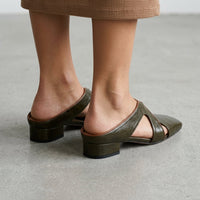 Lori Cutout Square Toe Mule in Olive