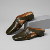 Lori Cutout Square Toe Mule in Olive