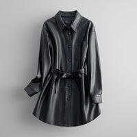 Lori Leather Shirt Jacket in Charcoal