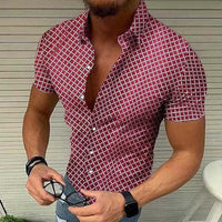 Loro | Men's Slim Fit Short Sleeve Plaid Shirt
