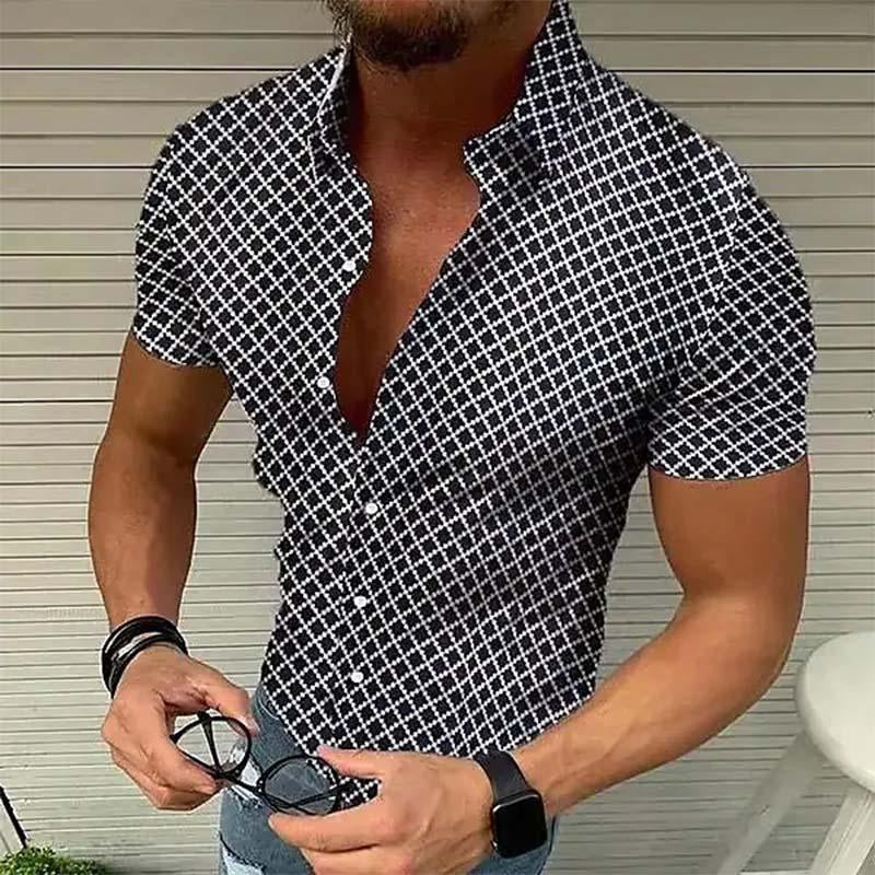 Loro | Men's Slim Fit Short Sleeve Plaid Shirt
