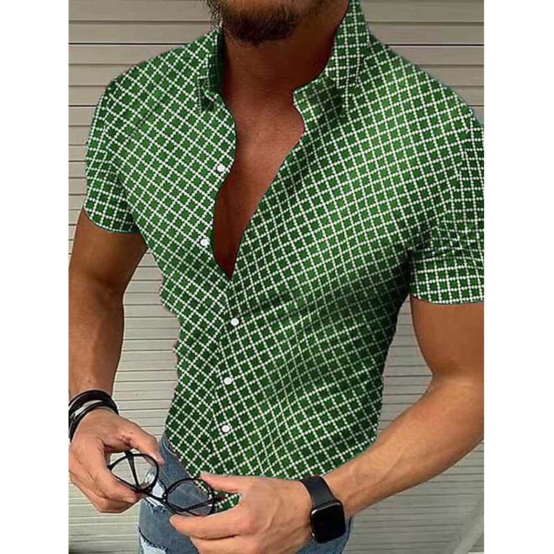 Loro | Men's Slim Fit Short Sleeve Plaid Shirt