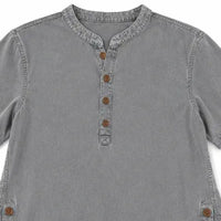 Lorreth Women's Henley Tunic Top with Side Buttons in Grey