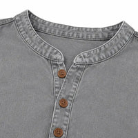 Lorreth Women's Henley Tunic Top with Side Buttons in Grey