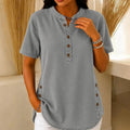Lorreth Women's Henley Tunic Top with Side Buttons
