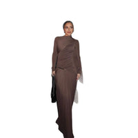 Lotte Elegant Wrap Dress with Ruffles in Brown