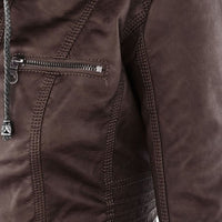 Lotte Leather Jacket with Hood in Black