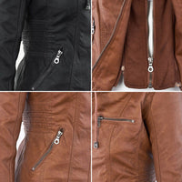 Lotte Leather Jacket with Hood in Black