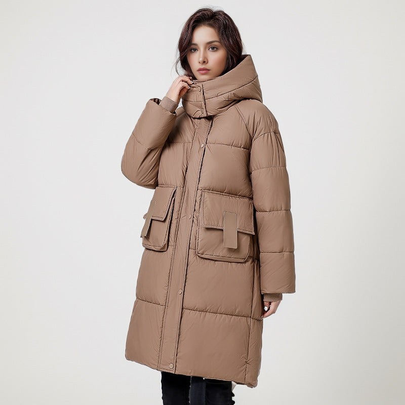 Louisa Coat with Pockets and Hood in Khaki