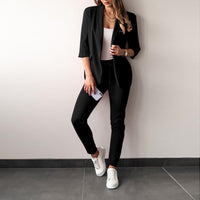 Louisa Elegant Blazer with Fitted in Black
