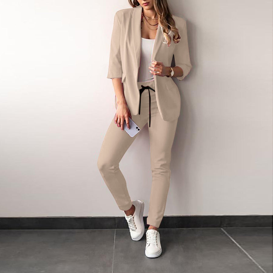 Louisa Elegant Blazer with Fitted in Khaki