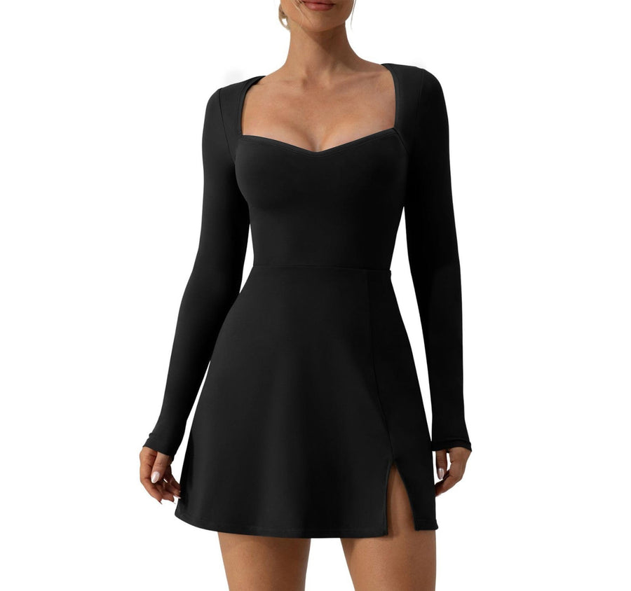 Louisa Elegant Mini Dress in Black