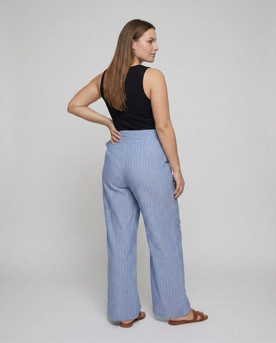 Louisa Linen Trousers with Striped