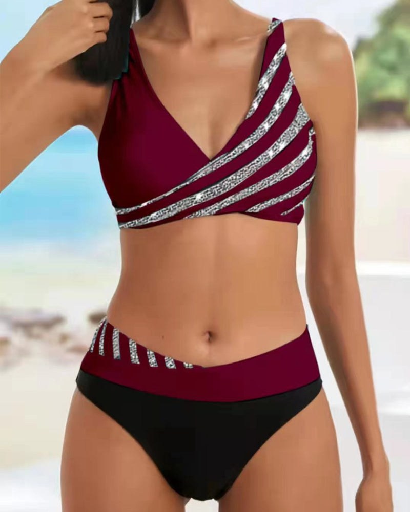 Louisa™ Printed Bikini in Warm Tones in Burgundy
