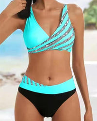 Louisa™ Printed Bikini in Warm Tones in Teal