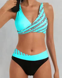 Louisa™ Printed Bikini in Warm Tones in Teal