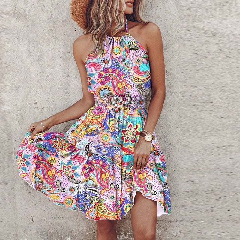 Loxley™ Backless Irregular Printed Mini Dress in Lavender