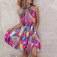 Loxley™ Backless Irregular Printed Mini Dress in Purple