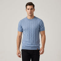 Luca Ribbed Cotton Tee in Carolina Blue
