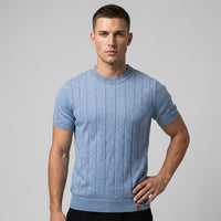 Luca Ribbed Cotton Tee in Carolina Blue