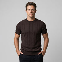 Luca Ribbed Cotton Tee in Espresso Brown