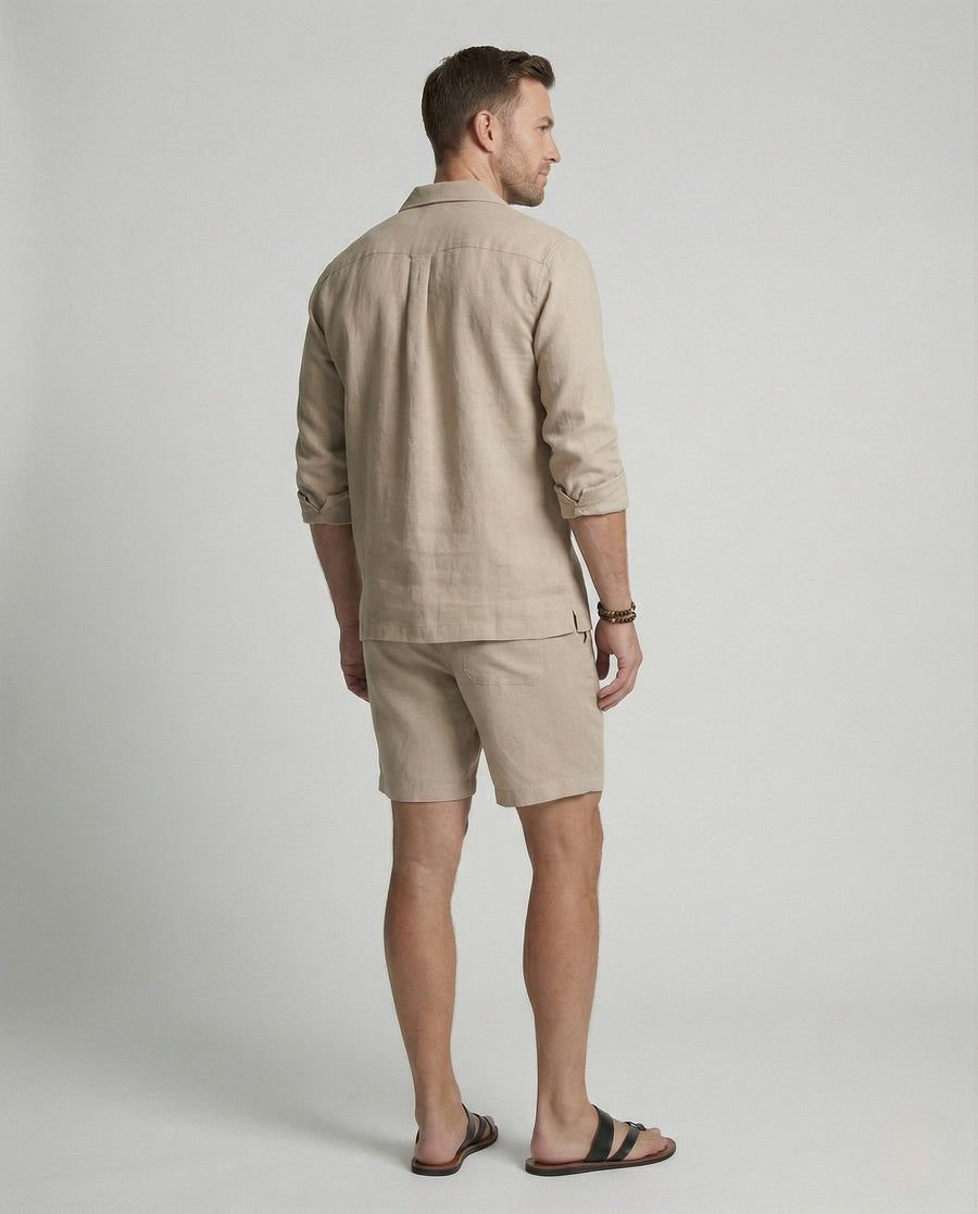 Lucas Elegant Linen Suit in Khaki