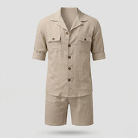 Lucas Elegant Linen Suit in Khaki