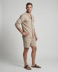 Lucas Elegant Linen Suit in Khaki