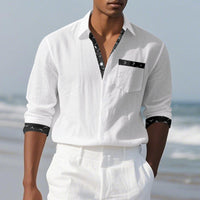 Lucas Relaxed Linen Shirt with Chest Pocket in White
