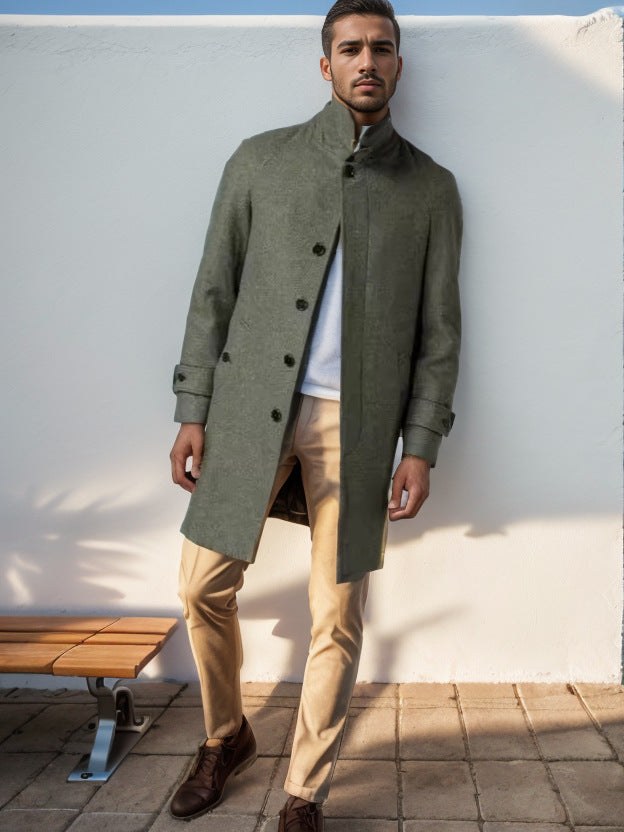 Lucas Trench Coat with Belted in Green