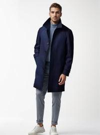 Lucas Trench Coat with Belted in Navy