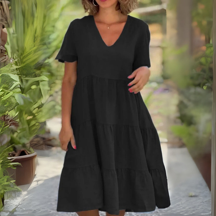 Luce™ Flowing V-Neck Dress in Black