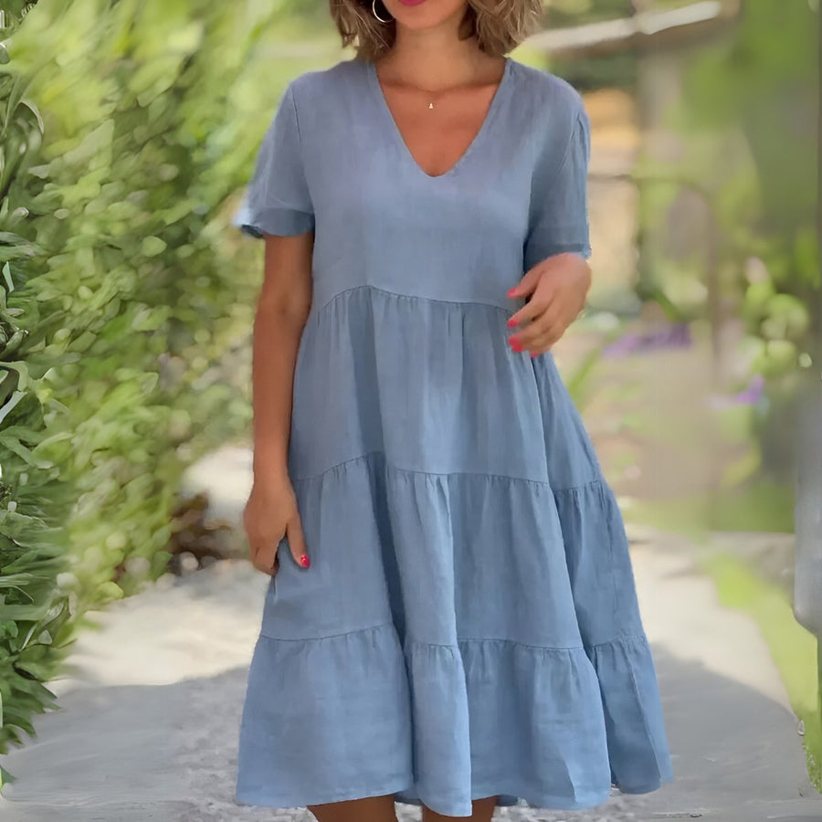 Luce™ Flowing V-Neck Dress in Blue