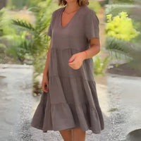 Luce™ Flowing V-Neck Dress in Grey