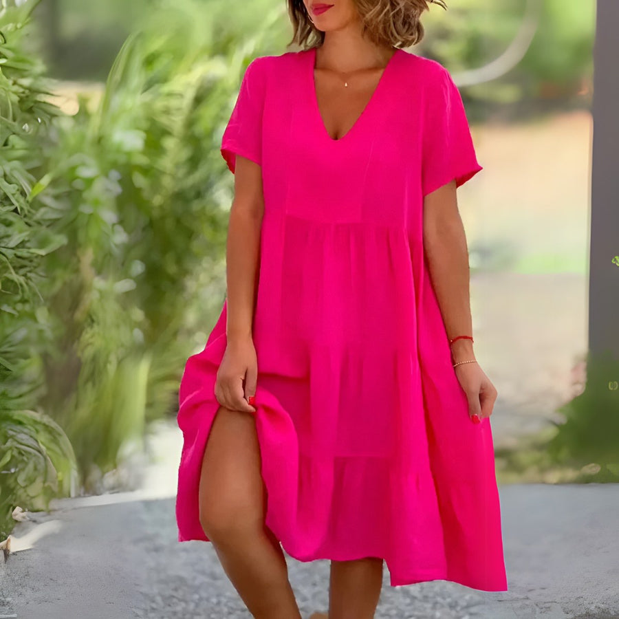 Luce™ Flowing V-Neck Dress in Pink