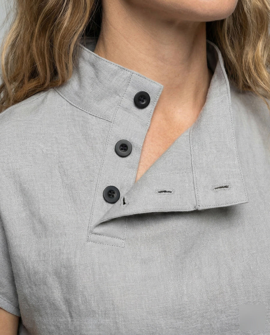 Lucia Linen Blouse with Button Front