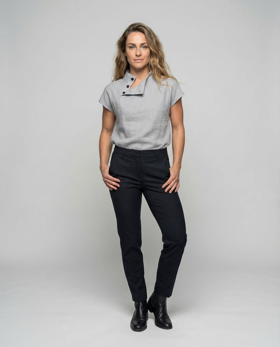 Lucia Linen Blouse with Button Front