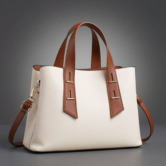 Lucia Pebbled Leather Tote in Cream