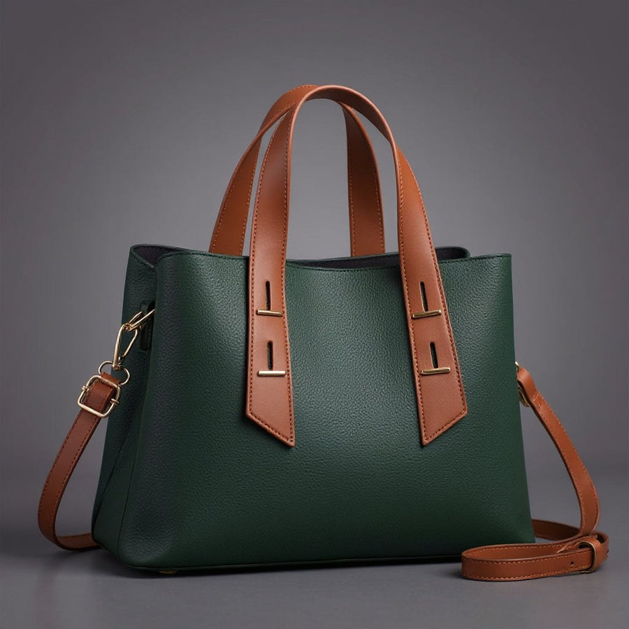 Lucia Pebbled Leather Tote in Emerald Green