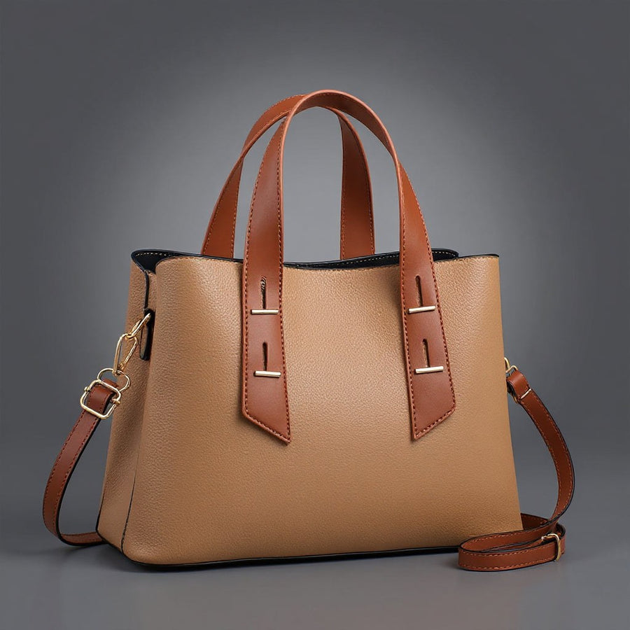 Lucia Pebbled Leather Tote in Sienna Brown