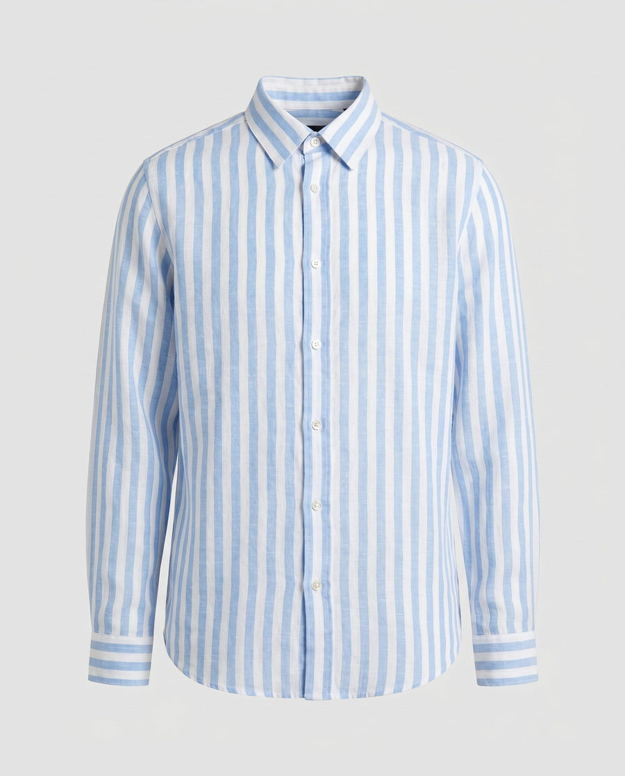 Lucille Casual Linen Blouse with Striped in Bildfarbe