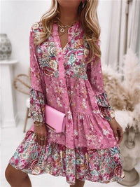 Lucille Elegant Dress with Ruffles in Pink