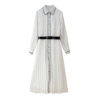 Lucille Elegant Maxi Dress with Belted in White