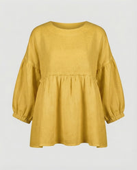 Lucille Linen Blouse in Yellow