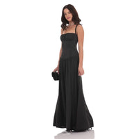 Lucy | Satin Maxi Dress in Black