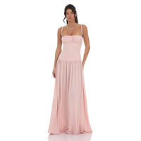Lucy | Satin Maxi Dress in Pale Pink