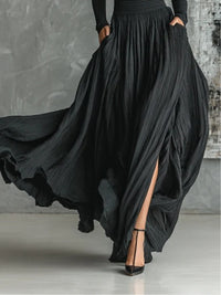 Lucy™ Turtleneck & Pleated Skirt Set in Black
